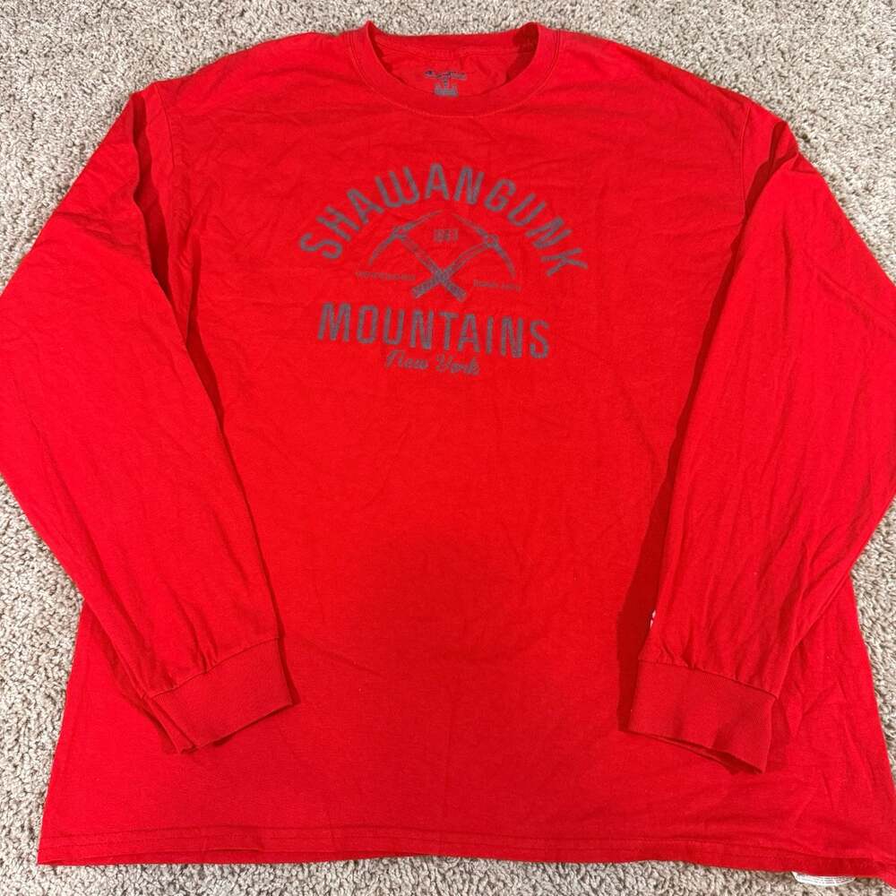 Champion Shawangunk Mountains Long Sleeve T Shirt Mens XL Red Outdoor Graphic